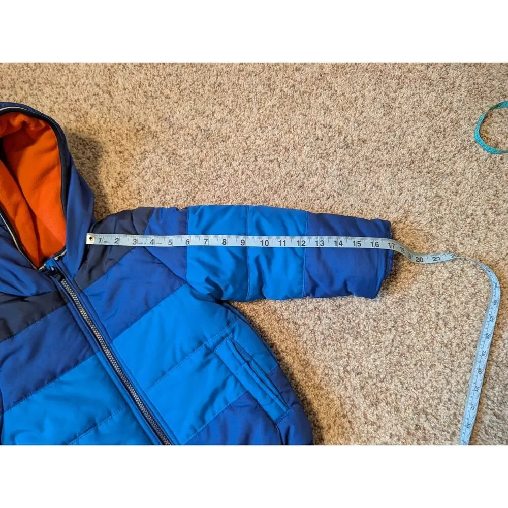 OshKosh B'gosh Toddler Boys Blue Striped Fleece Lined Puffer Jacket Coat 4T